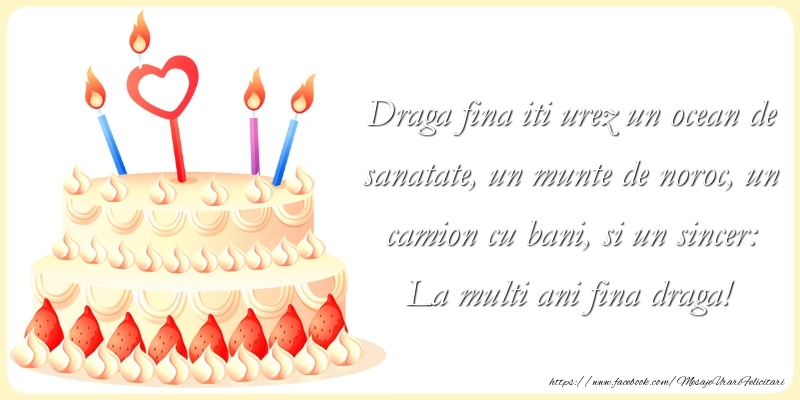 Felicitari aniversare De La Multi Ani - Draga fina iti urez un ocean de sanatate