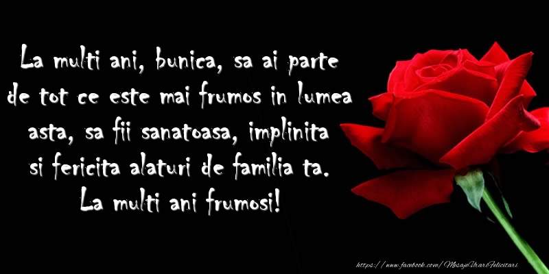 Felicitari aniversare De La Multi Ani - La multi ani frumosi bunica!