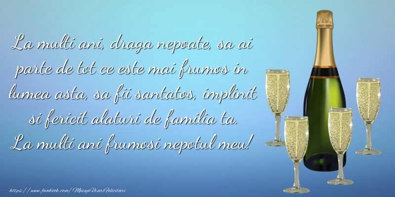Felicitari aniversare De La Multi Ani - Draga nepoate sa fii santatos, implinit si fericit alaturi de familia ta