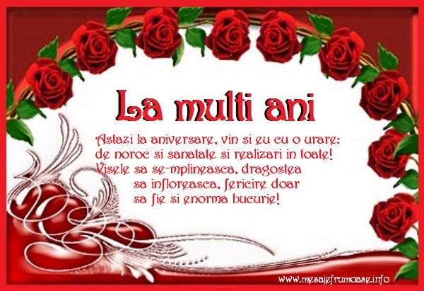 Felicitari aniversare De La Multi Ani - La multi ani! Astazi la aniversare, vin si eu cu o urare
