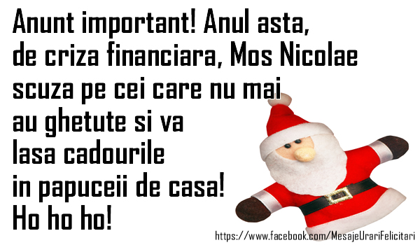 Felicitari aniversare De Sfantul Nicolae - Mosul iti lasa cadourile in papucei de casa