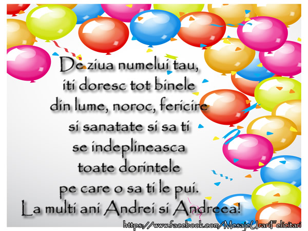 Felicitari aniversare De Sfantul Andrei - De ziua numelui tau, iti doresc tot binele din lume