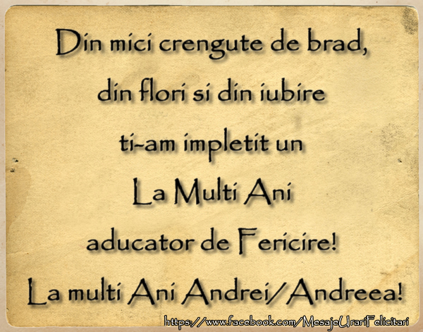 Felicitari aniversare De Sfantul Andrei - La multi Ani Andrei/Andreea!