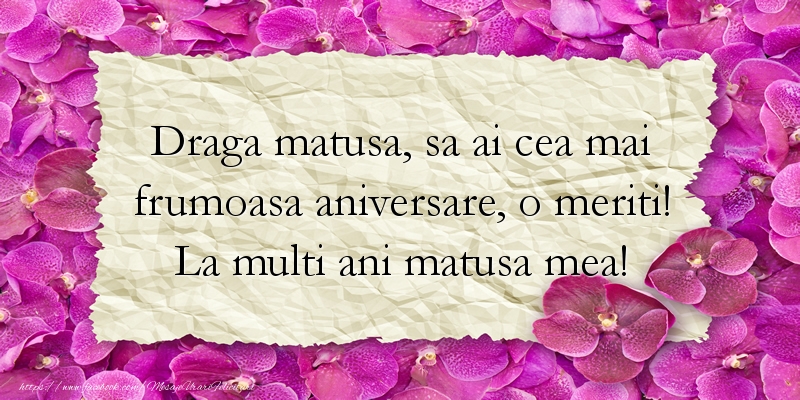 Felicitari aniversare De Zi De Nastere - Draga matusa, sa ai cea mai frumoasa aniversare
