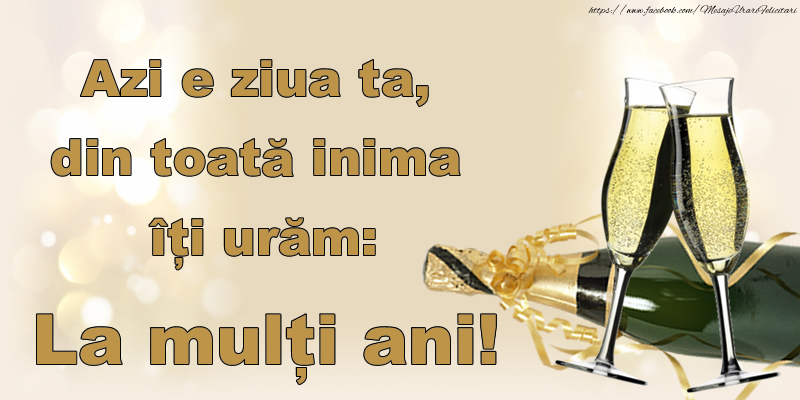 Felicitari aniversare De Zi De Nastere - Azi e ziua ta, din toată inima îți urăm: La mulți ani!