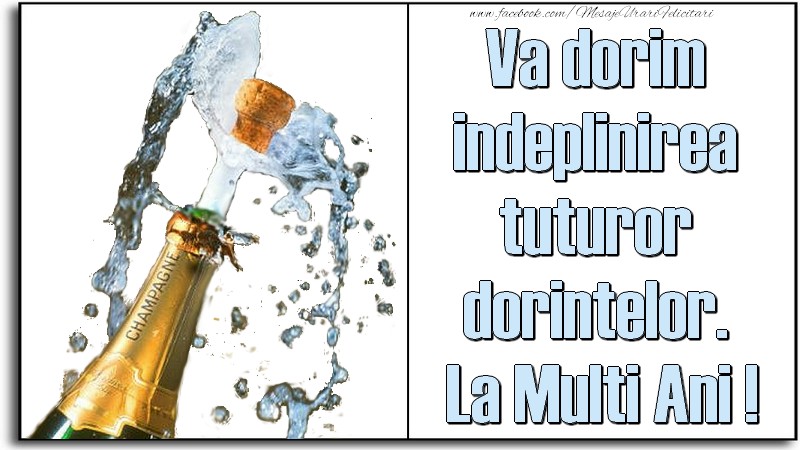 Felicitari aniversare De Zi De Nastere - Va dorim  indeplinirea  tuturor  dorintelor.  La Multi Ani !