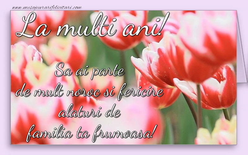 Felicitari aniversare De Zi De Nastere - La multi ani! Sa ai parte de mult noroc si fericire alaturi de familia ta frumoasa!