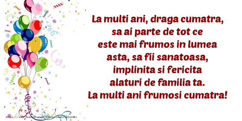 Felicitari aniversare De Zi De Nastere - La multi ani frumosi draga cumatra