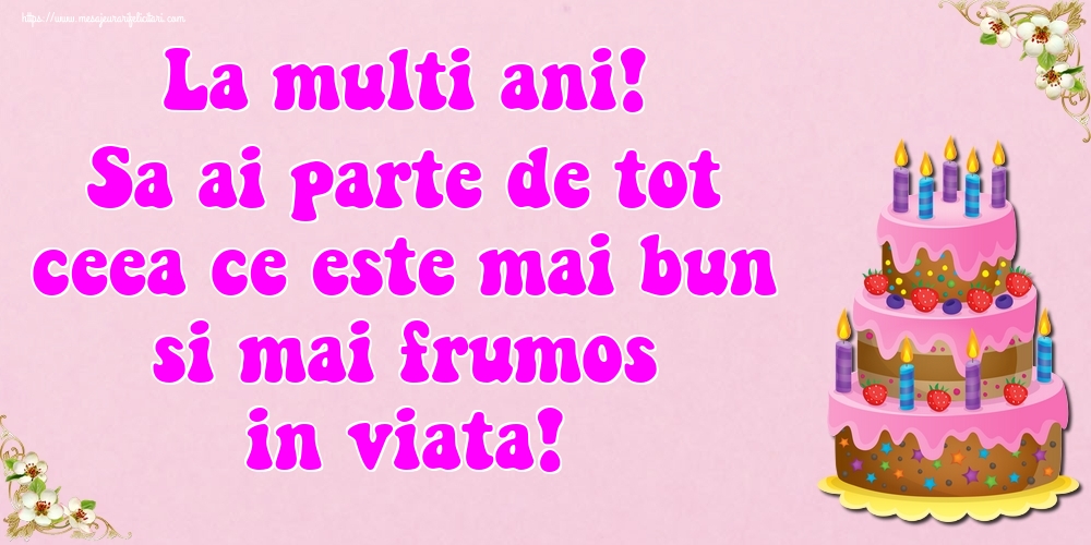 Felicitari aniversare De Zi De Nastere - La multi ani! Sa ai parte de tot ceea ce este mai bun si mai frumos in viata!
