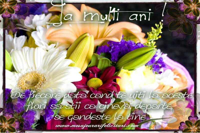 Felicitari aniversare De Zi De Nastere - De fiecare data cand te uiti la aceste flori sa stii ca cineva, departe, se gandeste la tine.