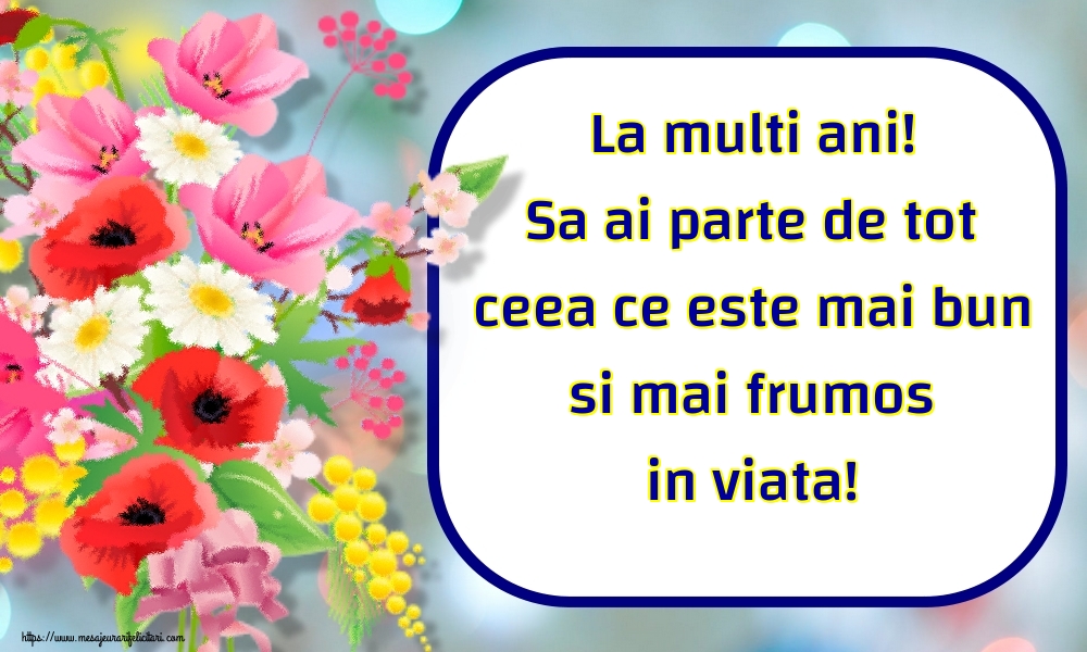 Felicitari aniversare De Zi De Nastere - La multi ani! Sa ai parte de tot ceea ce este mai bun si mai frumos in viata!
