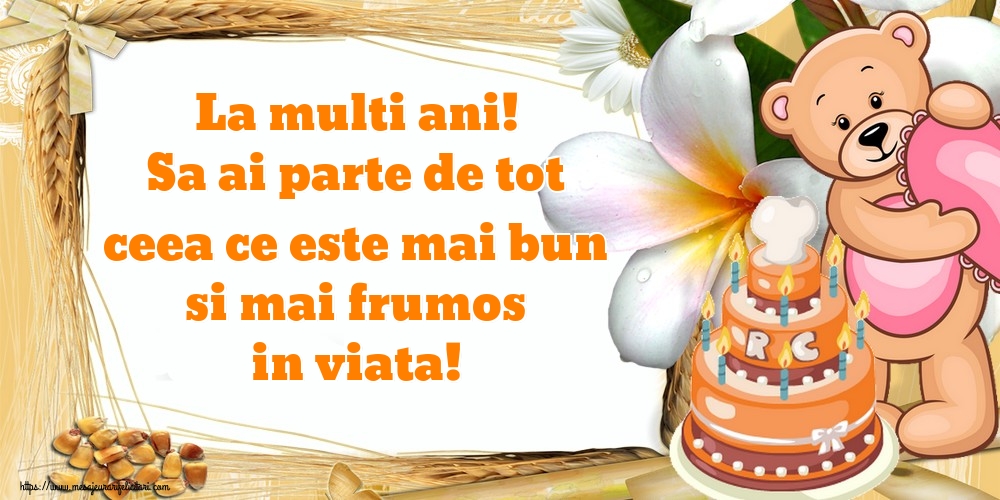 Felicitari aniversare De Zi De Nastere - La multi ani! Sa ai parte de tot ceea ce este mai bun si mai frumos in viata!