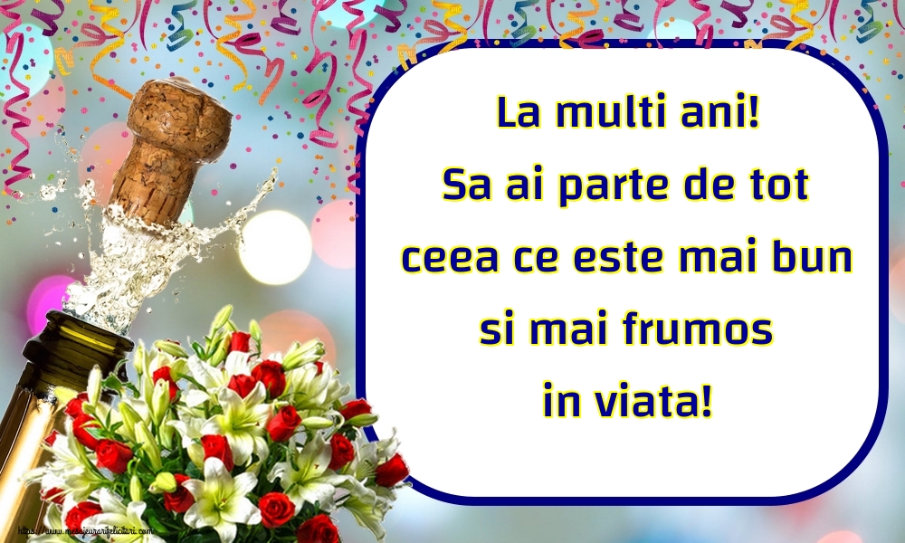 Felicitari aniversare De Zi De Nastere - La multi ani! Sa ai parte de tot ceea ce este mai bun si mai frumos in viata!