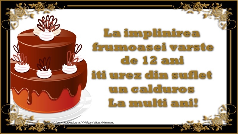 La implinirea frumoasei varste de 12 ani, iti urez din suflet un calduros La multi ani!