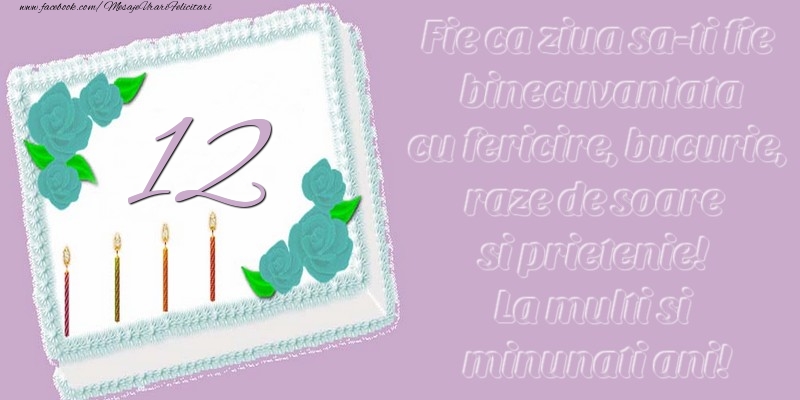 12 ani. Fie ca ziua sa-ti fie binecuvantata cu fericire, bucurie, raze de soare si prietenie! La multi si minunati ani!