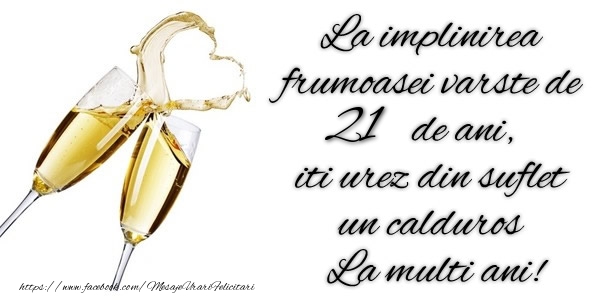 La implinirea frumoasei varste de 21 ani, iti urez din suflet  un calduros La multi ani!