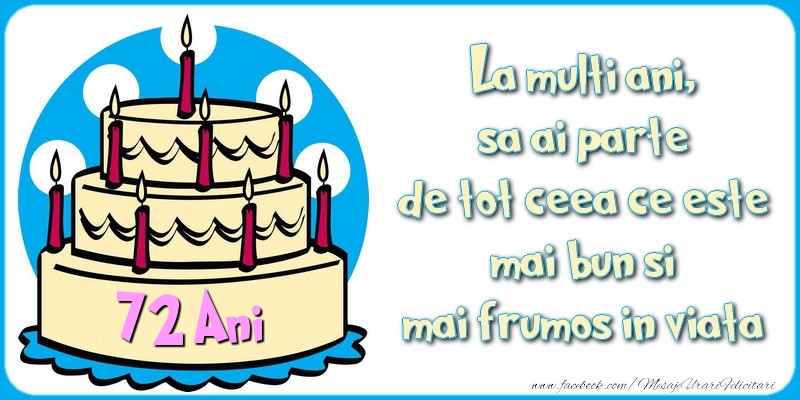 La multi ani, sa ai parte de tot ceea ce este mai bun si mai frumos in viata, 72 ani