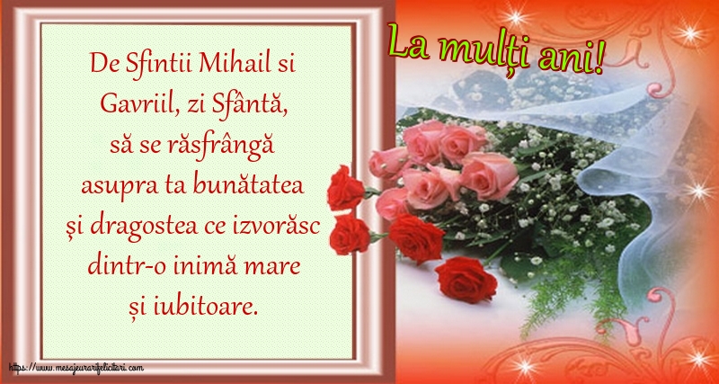 Felicitari aniversare De Sfintii Mihail si Gavril - La mulți ani!