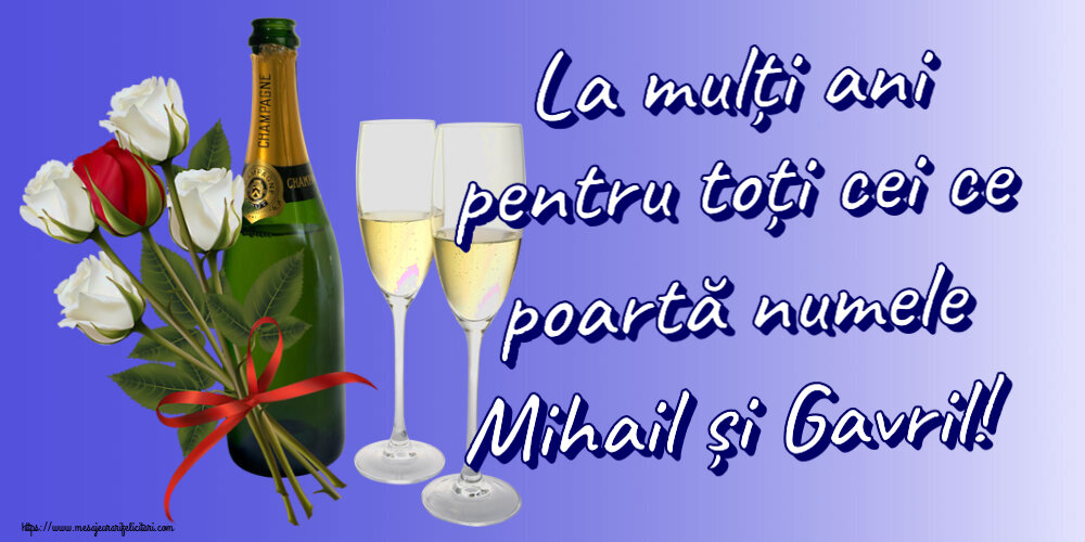 Felicitari aniversare De Sfintii Mihail si Gavril - La mulți ani pentru toți cei ce poartă numele Mihail și Gavril! ~ 4 trandafiri albi și unul roșu