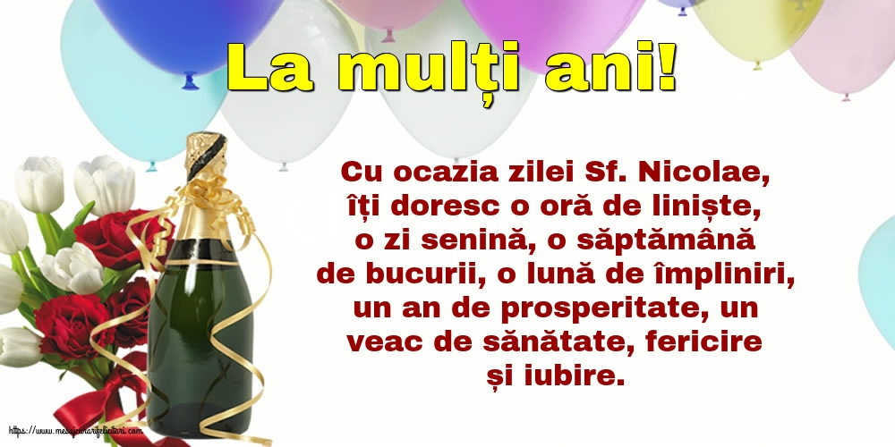 Felicitari aniversare De Sfantul Nicolae - La mulți ani!