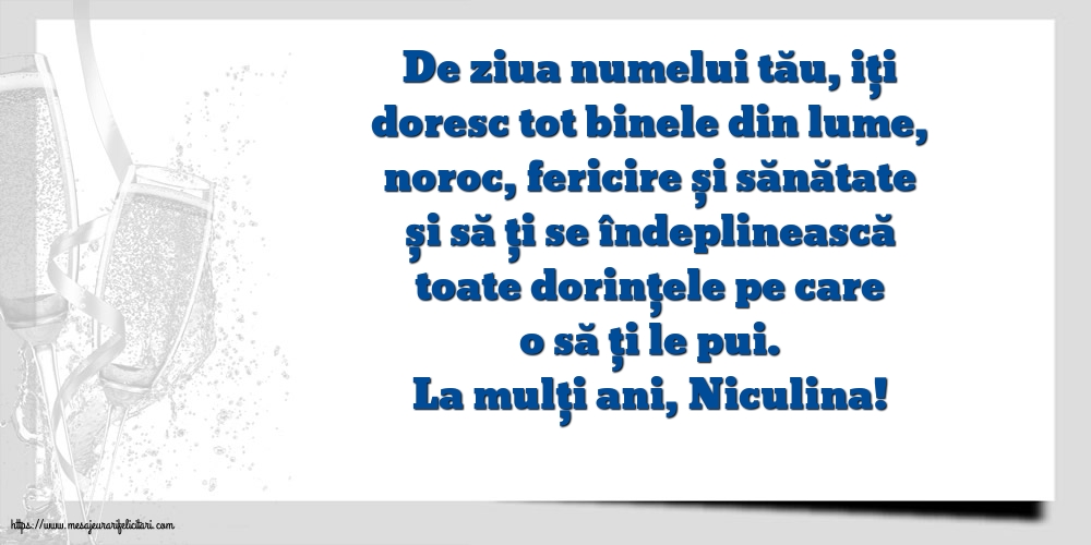 Felicitari aniversare De Sfantul Nicolae - La mulți ani, Niculina!