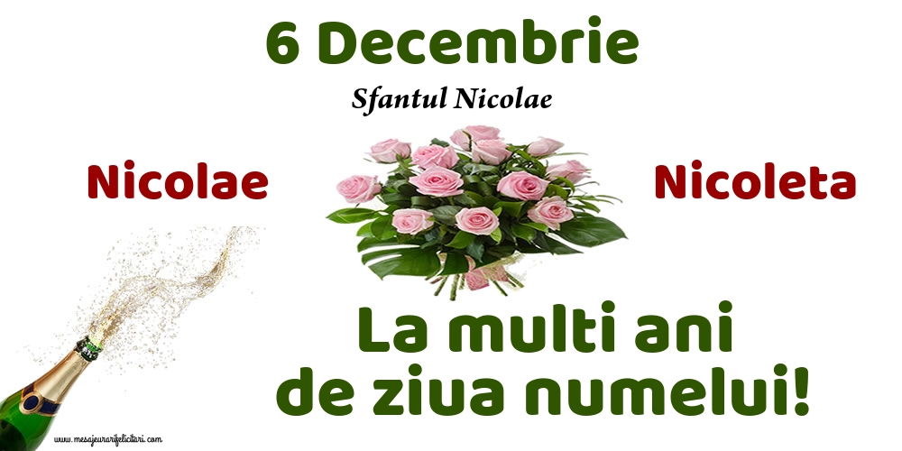 Felicitari aniversare De Sfantul Nicolae - 6 Decembrie - Sfantul Nicolae