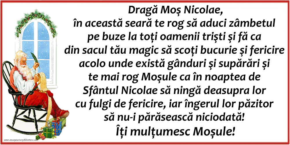 Felicitari aniversare De Sfantul Nicolae - Scrisoare frumoasă pentru Moș Nicolae