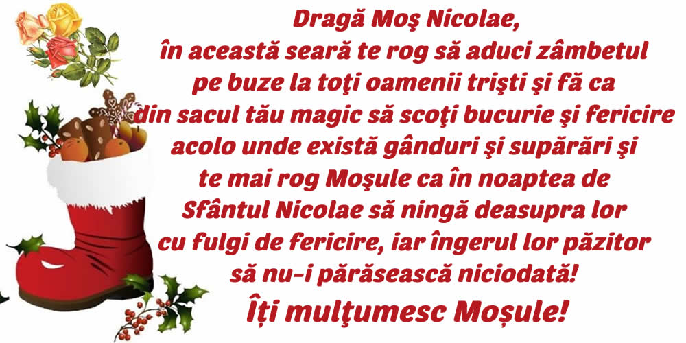 Felicitari aniversare De Sfantul Nicolae - Scrisoare pentru Moș Nicolae (Dragă Moş Nicolae)