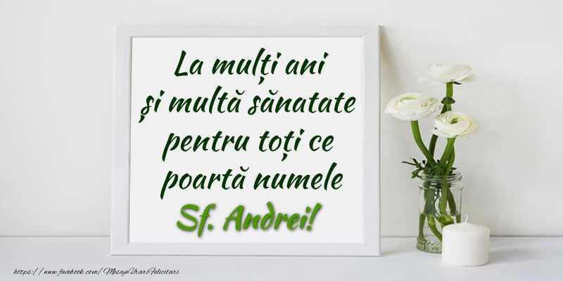 Felicitari aniversare De Sfantul Andrei - La multi ani  si multa sanatate pentru toti ce poarta numele Sf. Andrei!