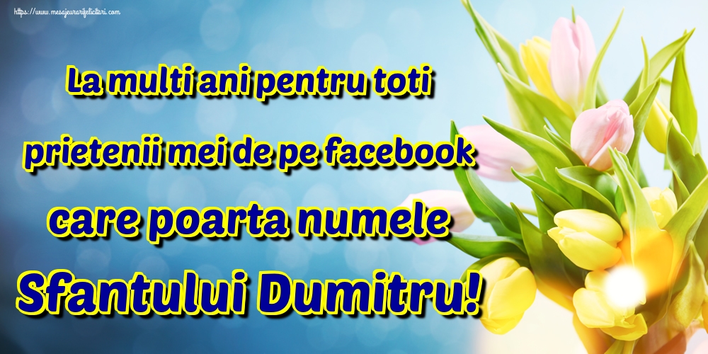 Felicitari aniversare De Sfantul Dumitru - La multi ani pentru toti prietenii mei de pe facebook care poarta numele Sfantului Dumitru!
