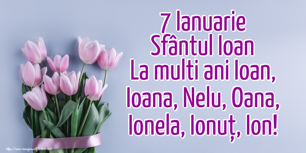 Felicitari aniversare De Sfantul Ioan - 7 Ianuarie Sfântul Ioan La multi ani Ioan, Ioana, Nelu, Oana, Ionela, Ionuț, Ion!