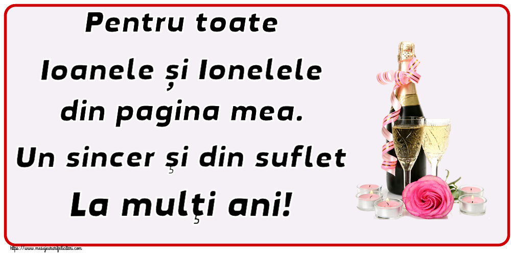 Felicitari aniversare De Sfantul Ioan - Pentru toate Ioanele și Ionelele din pagina mea. Un sincer şi din suflet La mulţi ani!