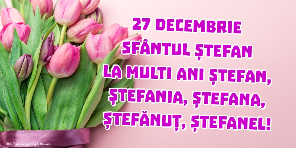 Felicitari aniversare De Sfantul Stefan - 27 Decembrie Sfântul Ștefan La multi ani Ștefan, Ștefania, Ștefana, Ștefănuț, Ștefanel!