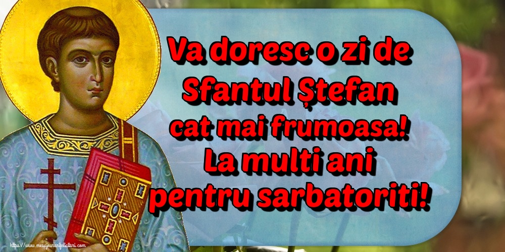 Felicitari aniversare De Sfantul Stefan - Va doresc o zi de Sfantul Ștefan cat mai frumoasa! La multi ani pentru sarbatoriti!