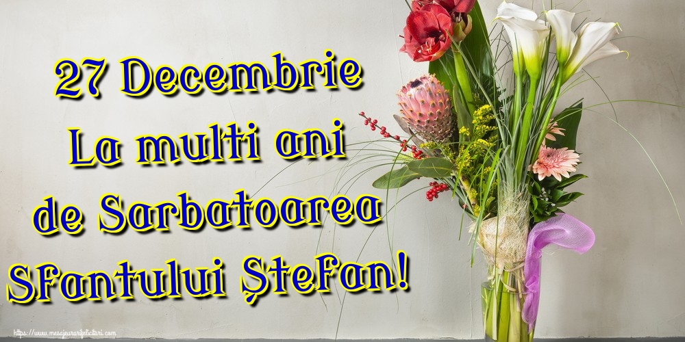 Felicitari aniversare De Sfantul Stefan - 27 Decembrie La multi ani de Sarbatoarea Sfantului Ștefan!