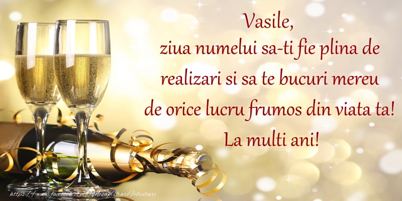 Felicitari aniversare De Sfantul Vasile - Vasile, ziua numelui sa-ti fie plina de realizari si sa te bucuri mereu de orice lucru frumos din viata ta! La multi ani!