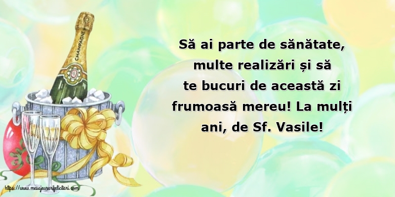 Felicitari aniversare De Sfantul Vasile - La mulți ani, de Sf. Vasile!