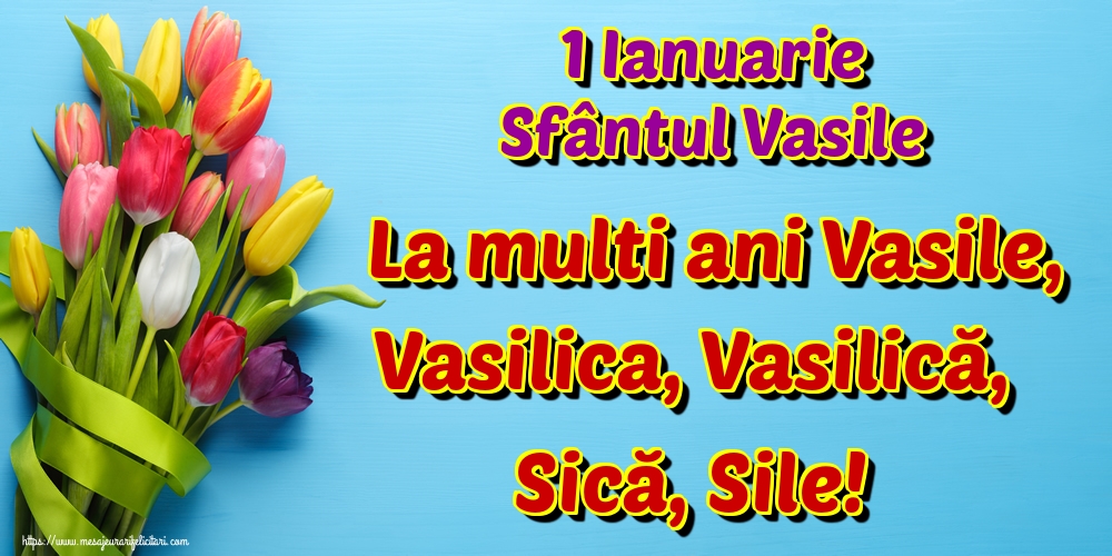Felicitari aniversare De Sfantul Vasile - 1 Ianuarie Sfântul Vasile La multi ani Vasile, Vasilica, Vasilică, Sică, Sile!