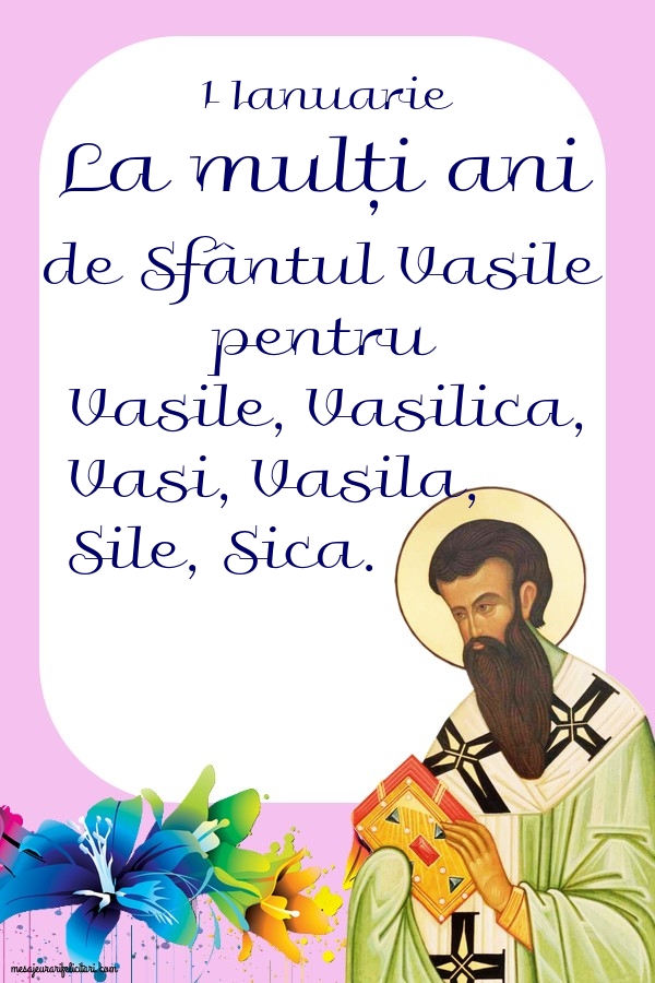Felicitari aniversare De Sfantul Vasile - 1 Ianuarie