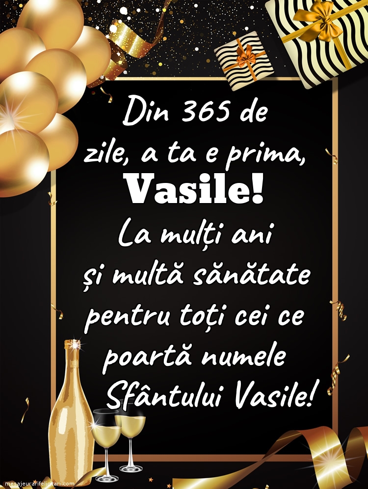 Felicitari aniversare De Sfantul Vasile - La mulți ani, Vasile!