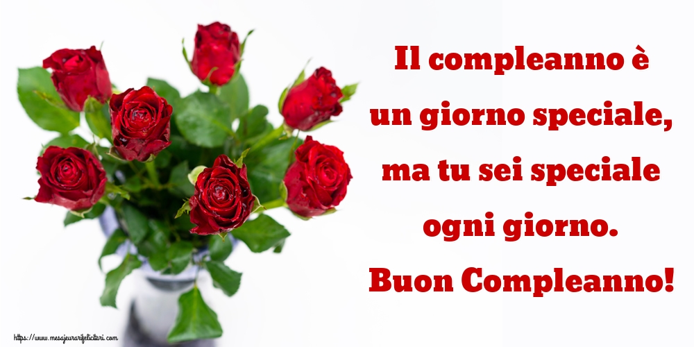Felicitari Aniversare in limba Italiana - Il compleanno è un giorno speciale, ma tu sei speciale ogni giorno. Buon Compleanno!