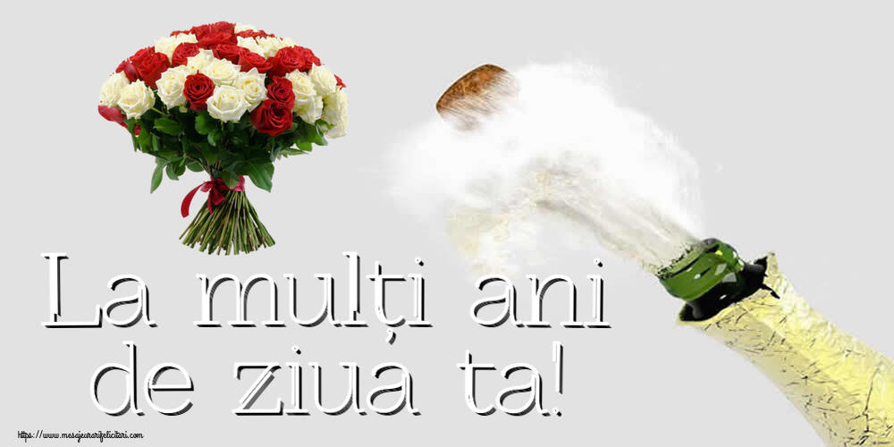 Felicitari aniversare De Zi De Nastere - La mulți ani de ziua ta! ~ buchet de trandafiri roșii și albi